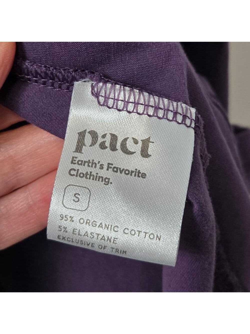 Pact Size S Open-Back Midi Dress 3/4 Sleeve Organic Cotton Wine Purple Fit Flare - Picture 11 of 11